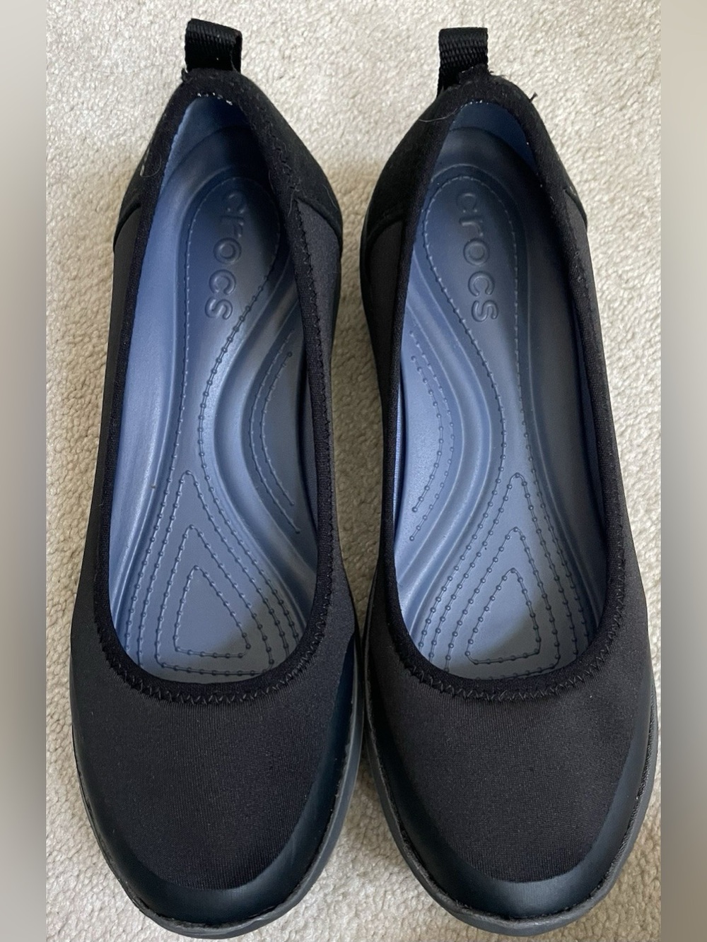 CROCS Women's Black Slip-On Ballet Flat